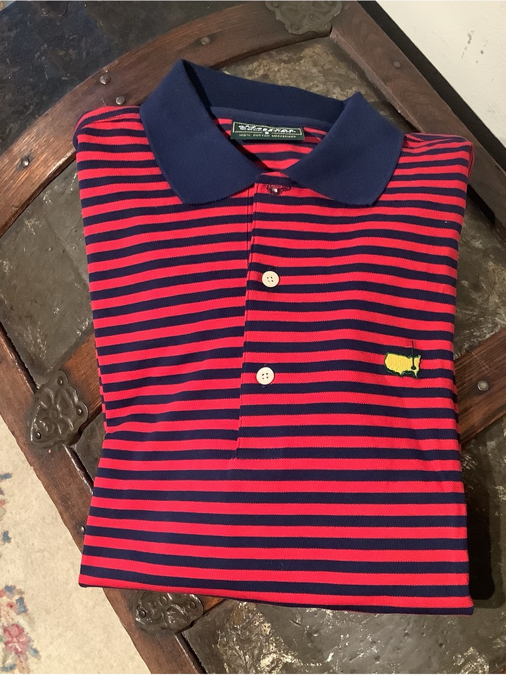 The Masters Collection Red/Blue Striped Golf Polo Shirt - Sz Small - EUC